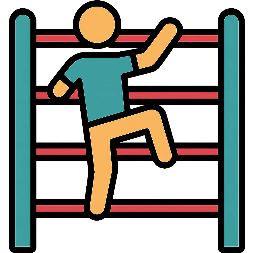 color outline icon of a person climbing on a jungle gym emoji