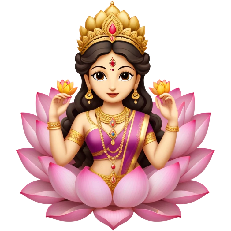 hindu goddess lakshmi in a lotus and heart in middle  emoji