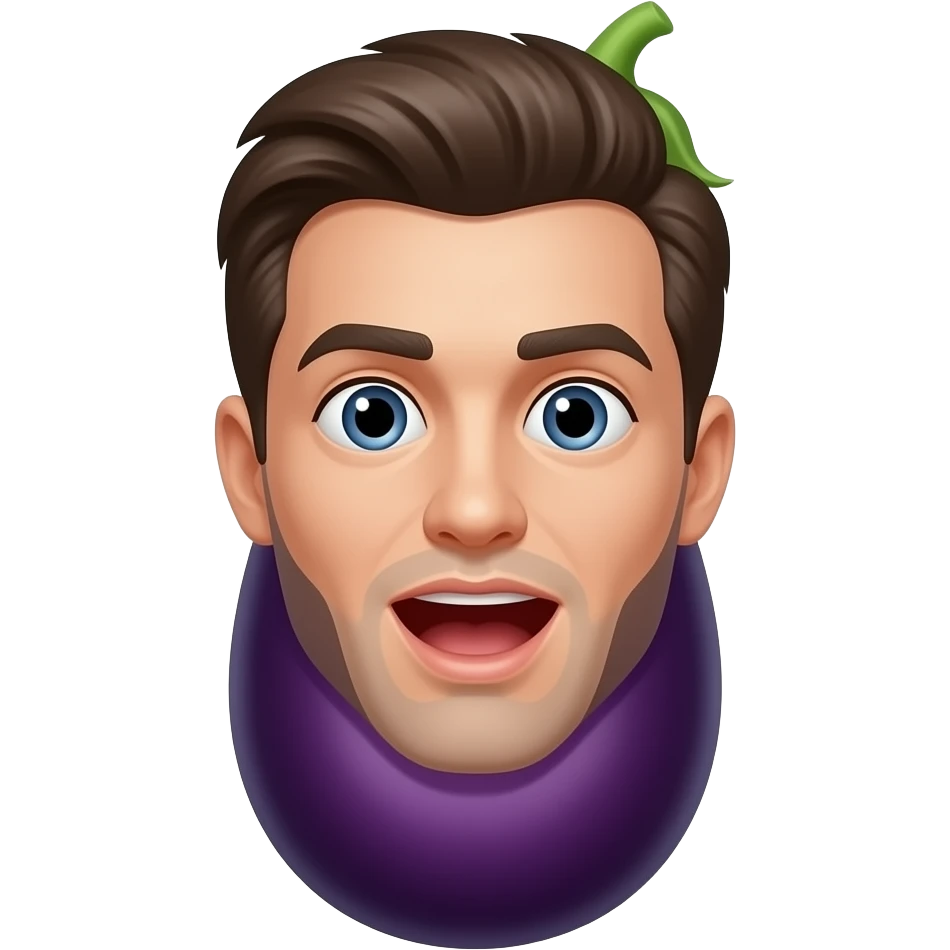 Open mouth egg plant emoji