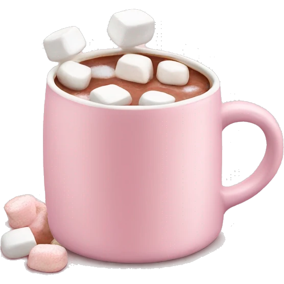Light Pink mug of hot chocolate with marshmallows  emoji