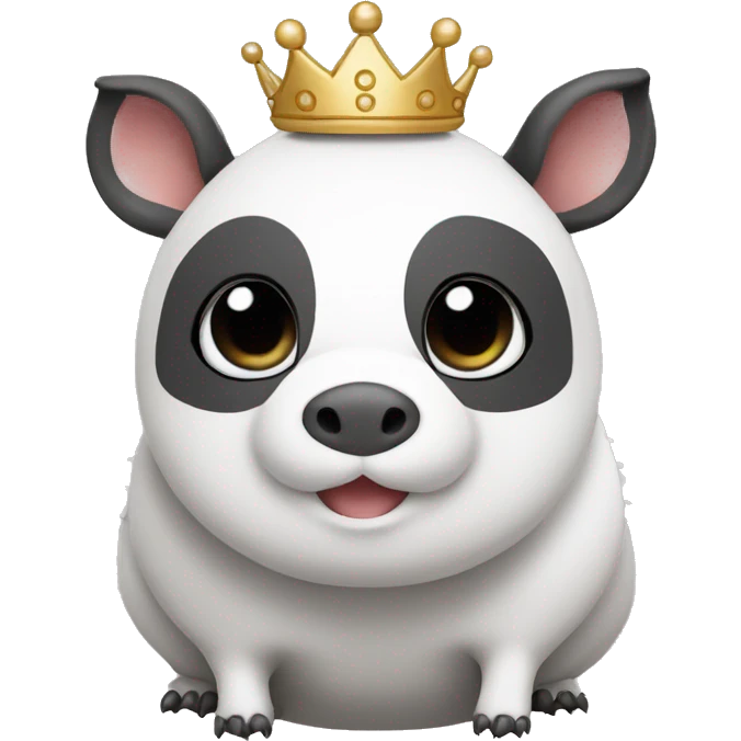 Black and white armadillo pig panda centipede armadillo  wearing a crown cute face emoji