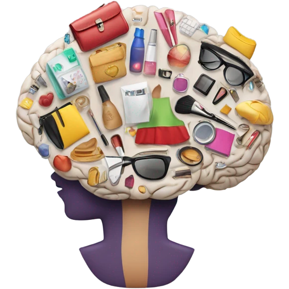 brain thinking shopping makeup footwear handbags clothes  emoji