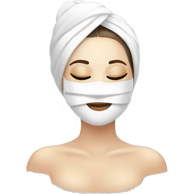 Lady with face mask spa beauty full face relaxing emoji