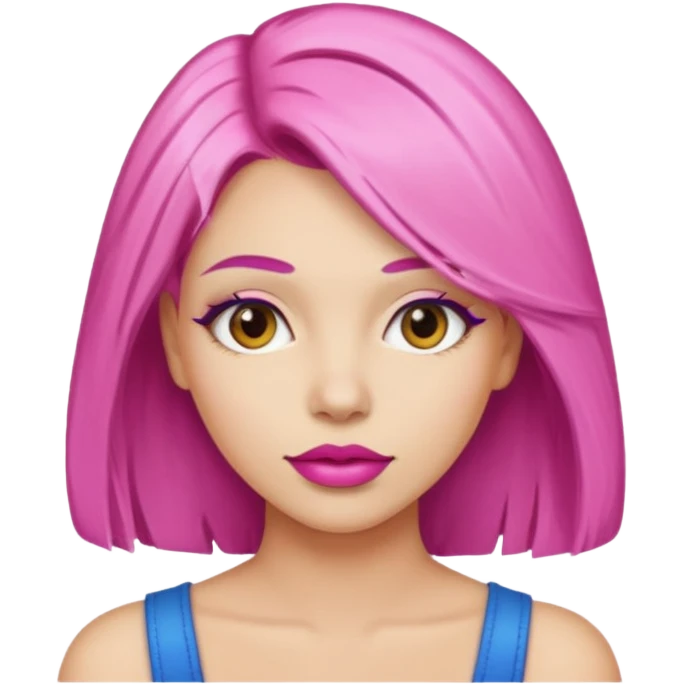 woman Pink lips, deifferent hair. emoji