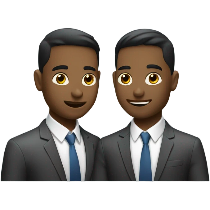 two young businessmen talking emoji