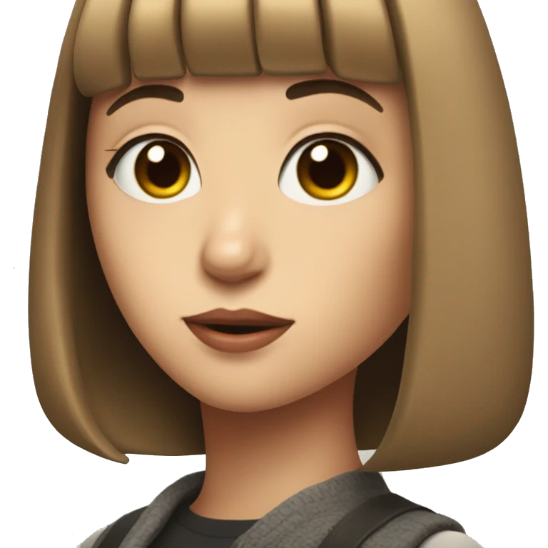 portreit of beautiful girl with bob haircut looks like Mathilda from Leon movie emoji