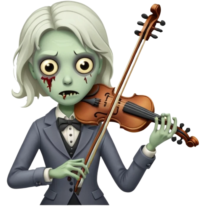 Zombie violinist – crooked bow, screechy notes, hunched over violin. emoji