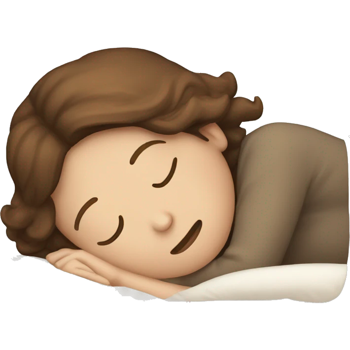 White Girl with Brown hair sleeping on a pillow emoji