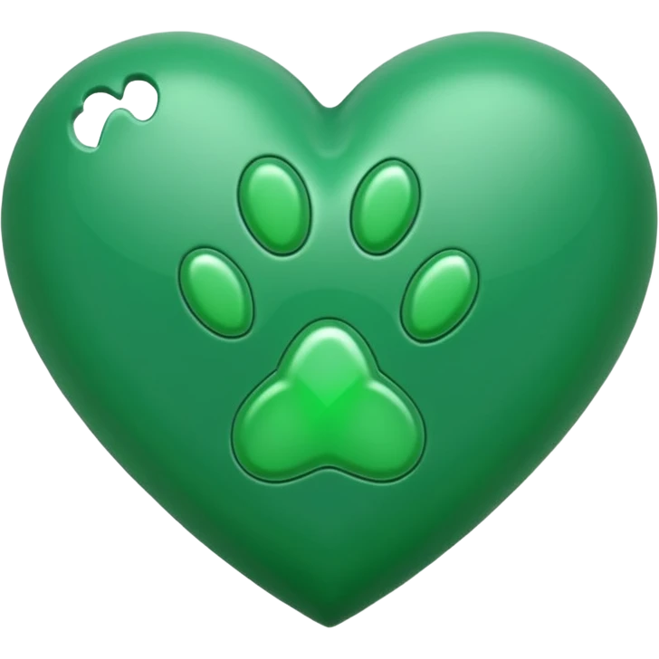 green heart with a paw print emoji