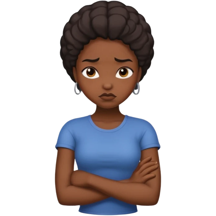 Black girl arms crossed pouting emoji
