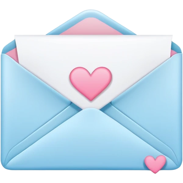 Romantic white pink light-blue love letter emoji