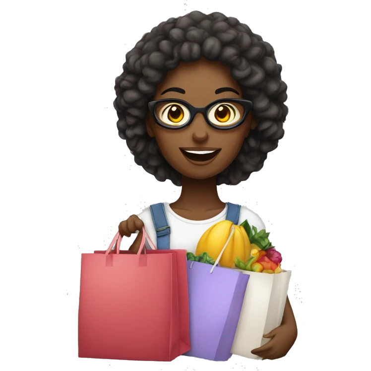 mulher branca com sacolas de compras emoji