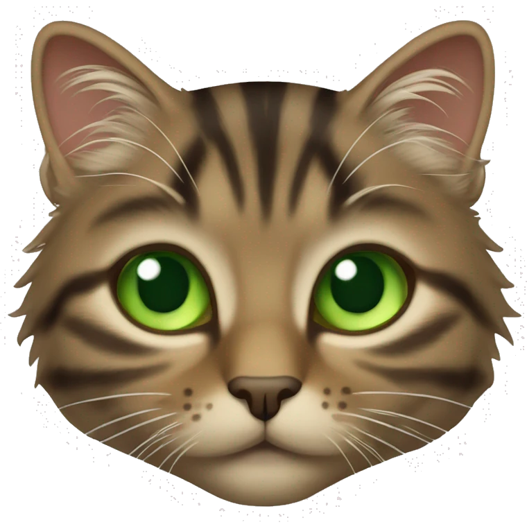 Long hair brown tabby cat  green eyes  emoji