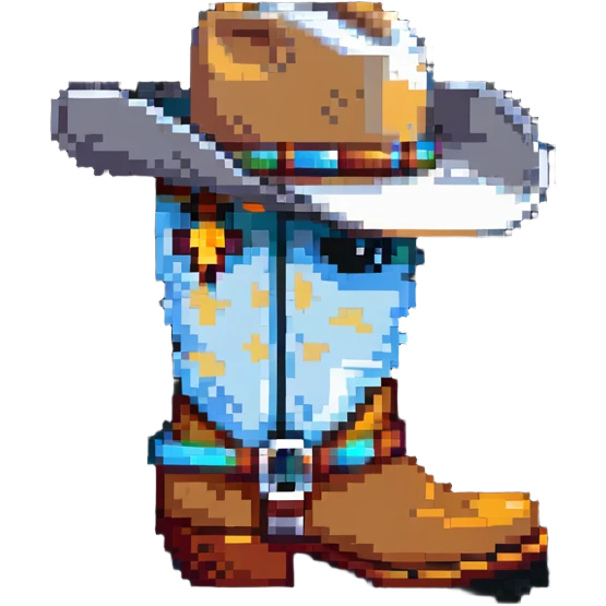 A traditional Russian valenok felt boot wearing a cowboy hat emoji