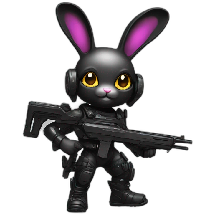 cyber punk bunny black  emoji
