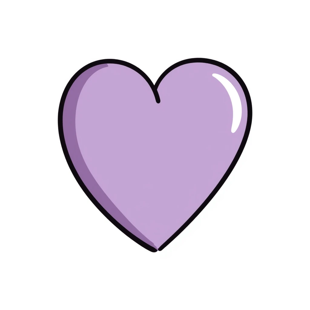 a violet purple heart, hand drawn doodle style emoji