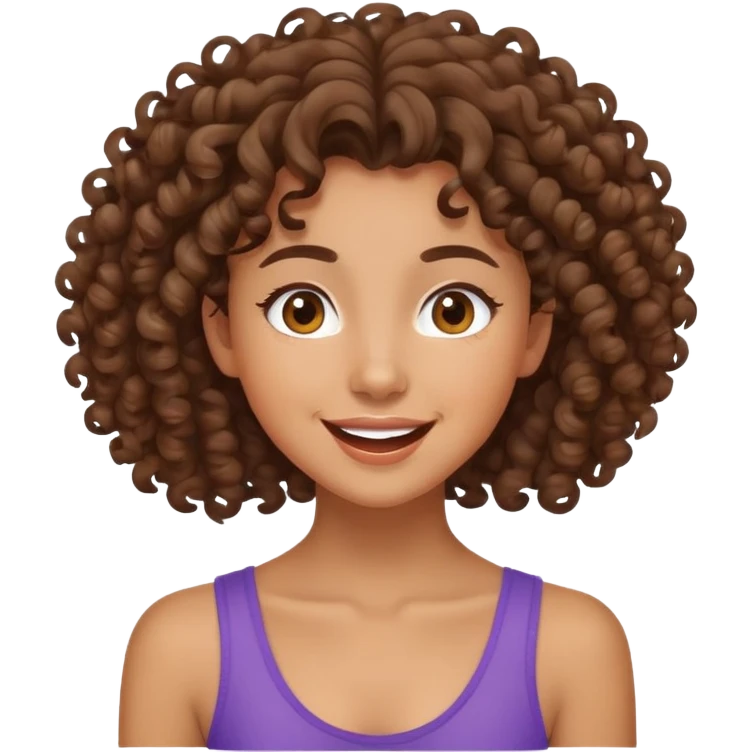 mixed-race girl with curly brown hair, joyful expression emoji