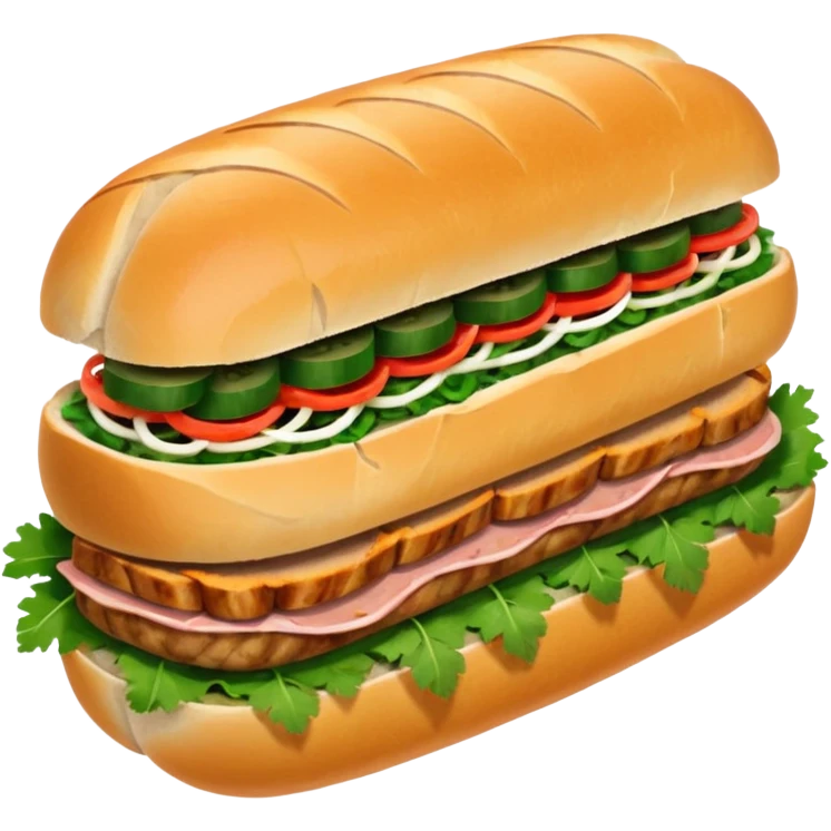 A delicious Vietnamese sandwich banh mi with chilli emoji