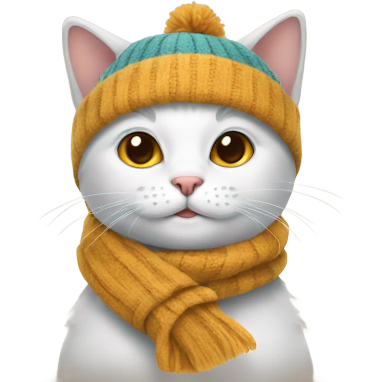 cat wearing a hat and scarf emoji