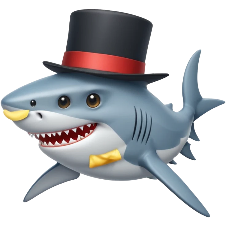 Shark with a top hat emoji