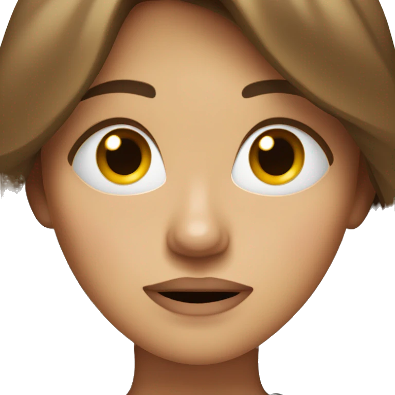 A female with brown hair twitching her eye in annoyance  emoji