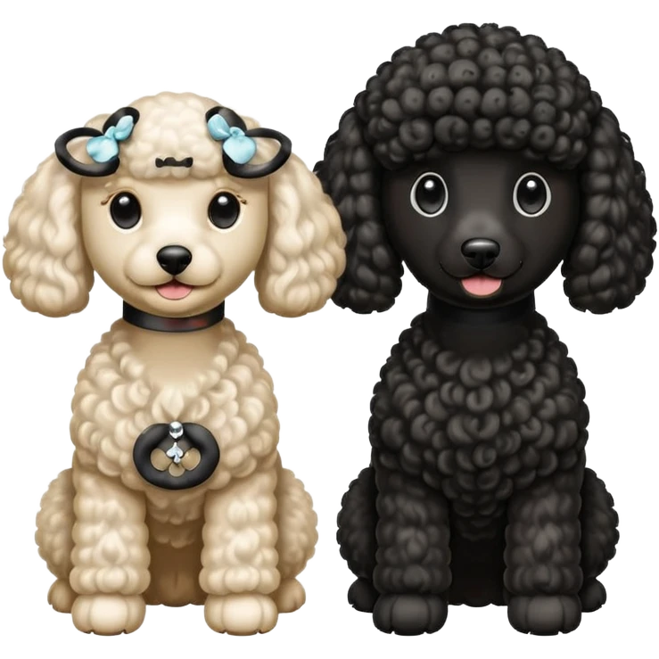 Dos caniches,uno blanco y el otro negro,QUE SEA RAZA CANICHE  emoji