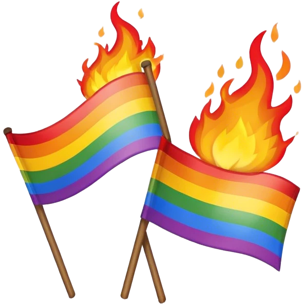 LGBTQ flags burning emoji
