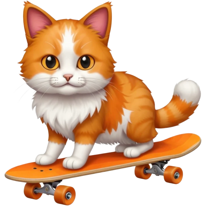 Fluffy cat on a skateboard emoji