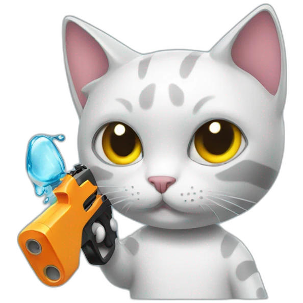 cat with metal water gun emoji