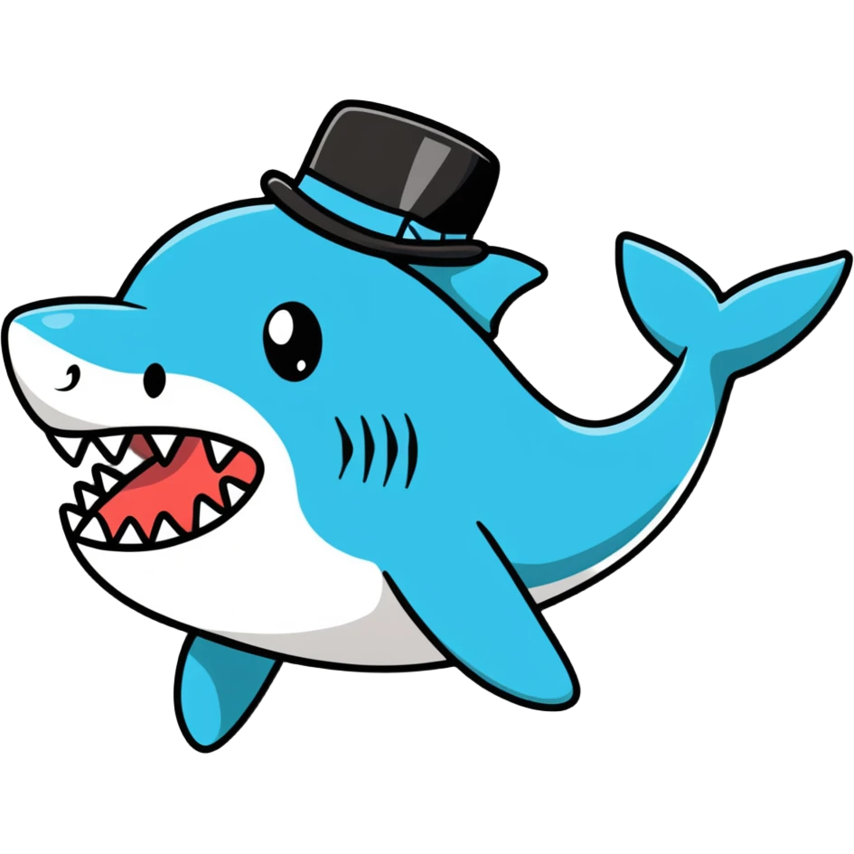 Shark with a top hat emoji