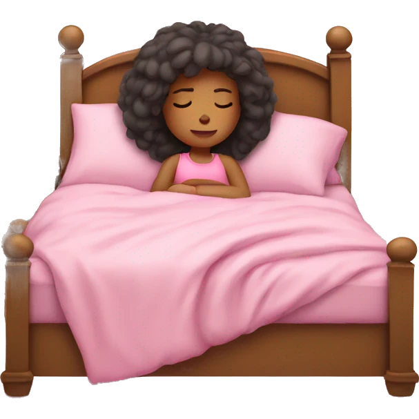 girl sleep in her pink bed emoji