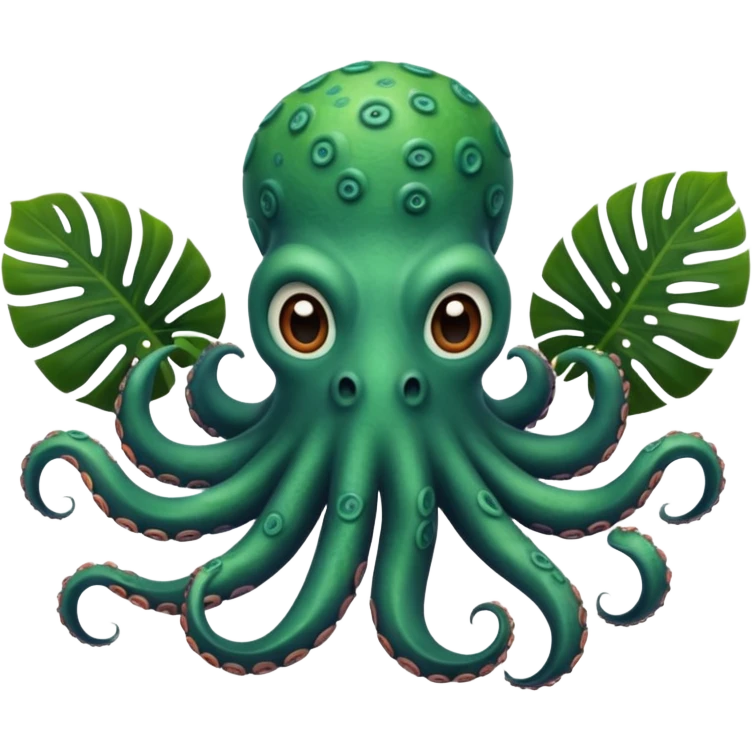 Octopus with monstera plants  emoji