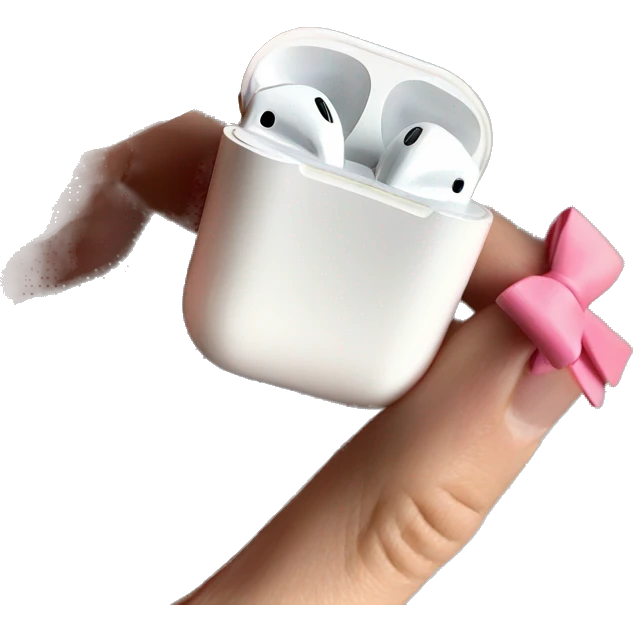 AirPods whit pink bow emoji