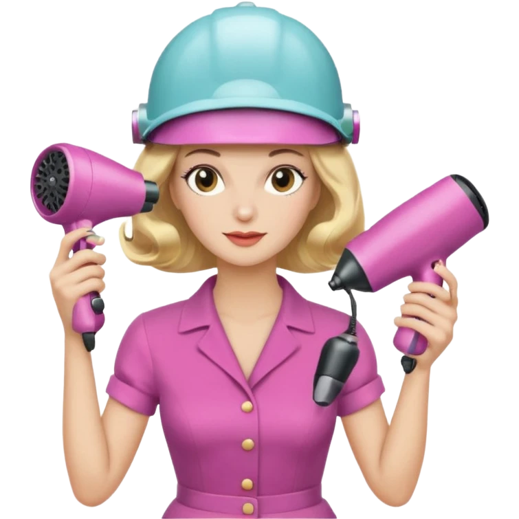 Emoji de mujer con casco secador, pelo recogido, rulos y leyendo revista cogiéndola con las dos manos estilo vintage chic emoji