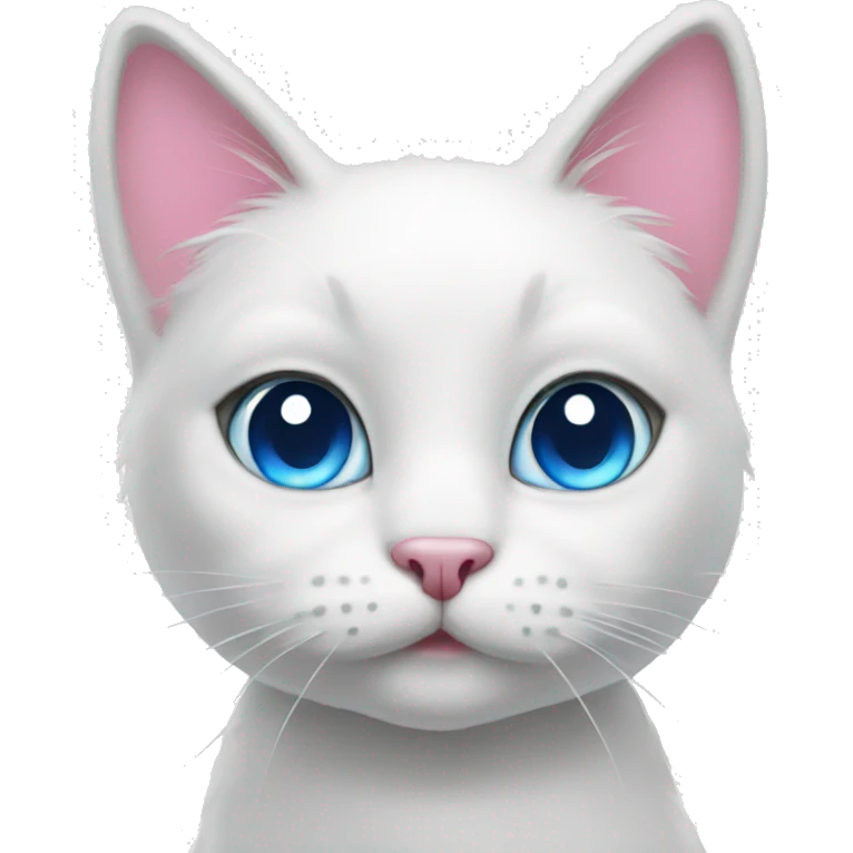 white cat with a pink bow and blue eyes emoji