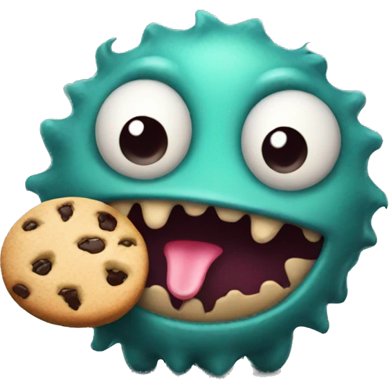 A cute monster eating a cookie emoji