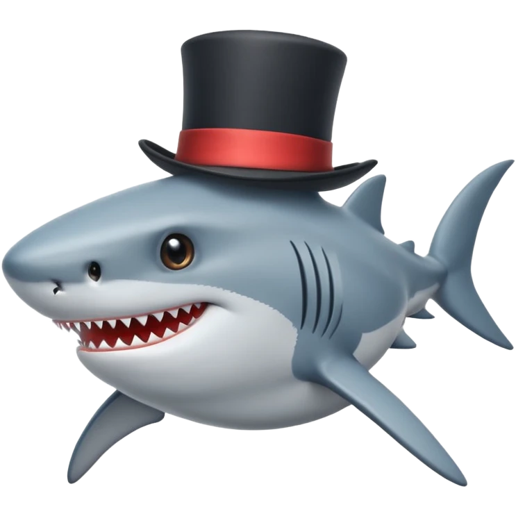 Shark with a top hat emoji