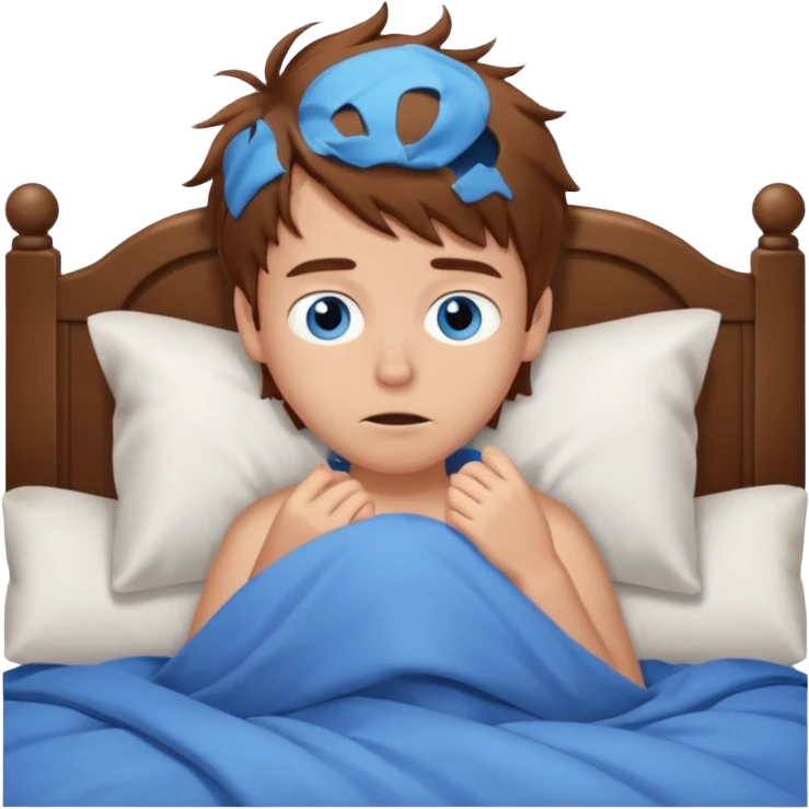 emoji- of a boy waking up in bed emoji