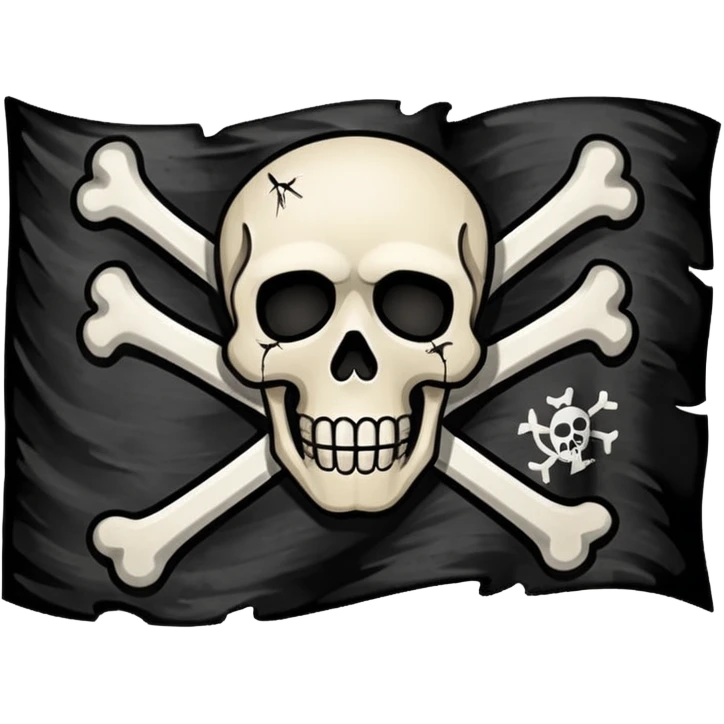 A black flag with a pirate symbol in the middle. emoji