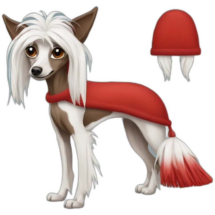 Chinese Crested red winter hat emoji