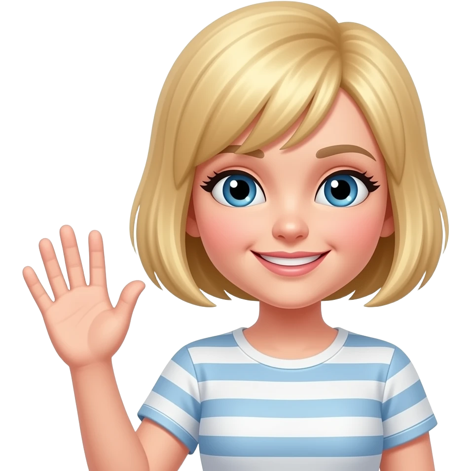 Blonde lady pixie short hair waving emoji