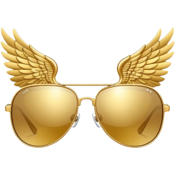 fancy gold sunglasses with wings emoji