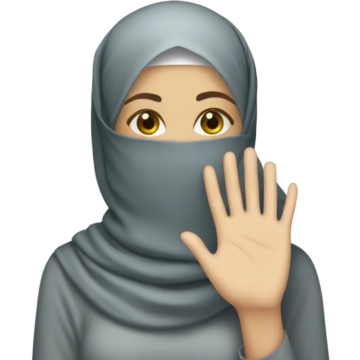 white Hijabi girl with covering her face with her hand emoji