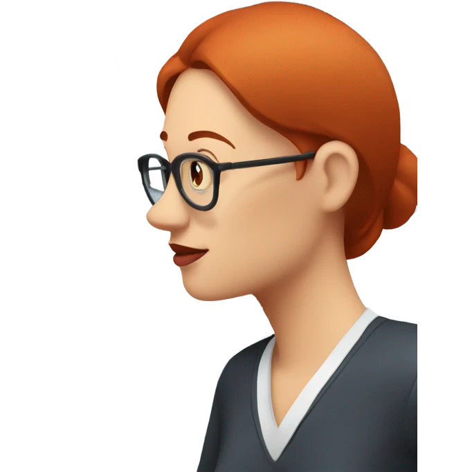 red hair woman nutritionist wearing glasses having an idea for monitor charts emoji