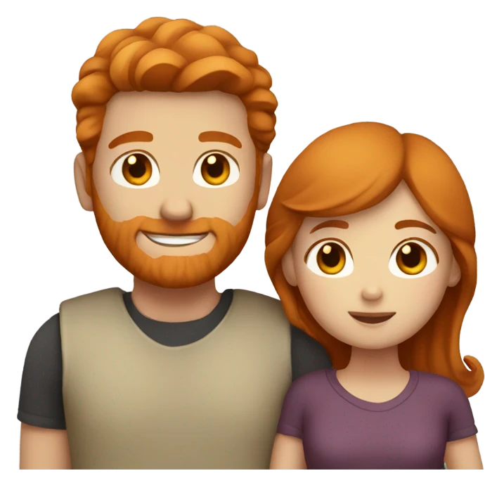 A man with ginger hair cuddling with a girl who has brown hair emoji