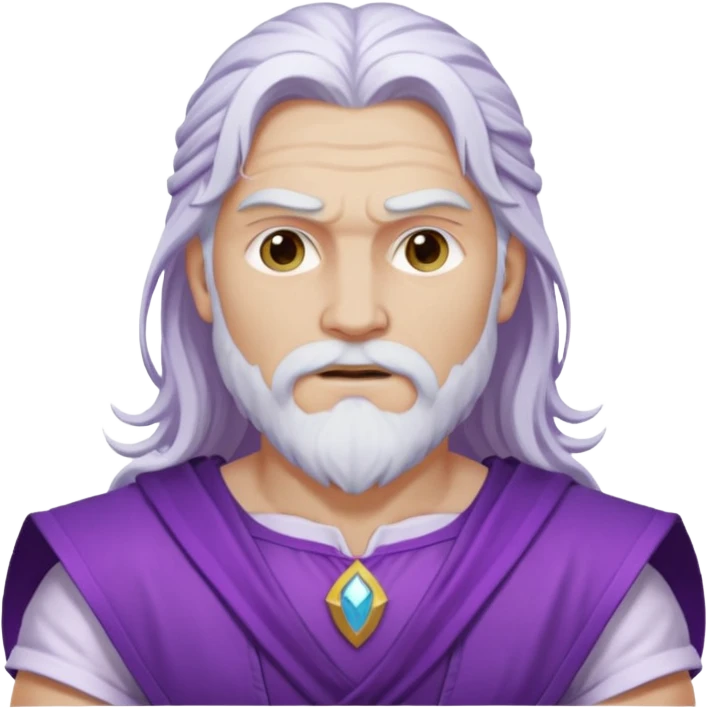 Jupiter, Thunder God from Rome Mythology with long white hair, purple and white outfit emoji