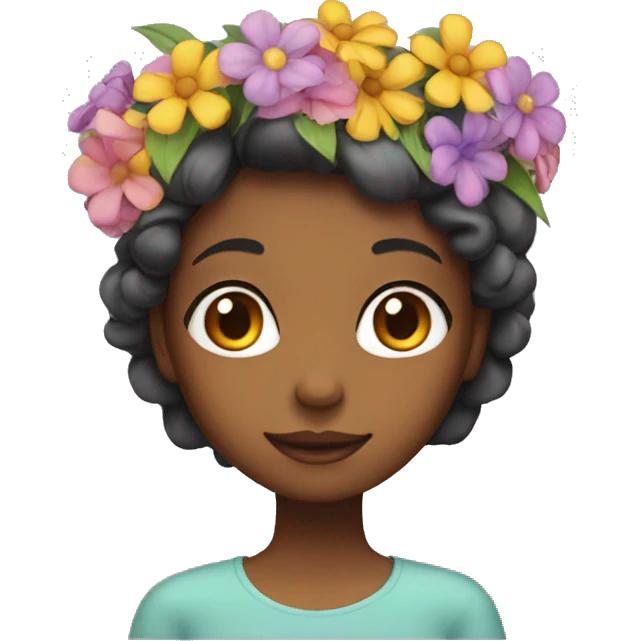 A girl with flowers on her head  emoji