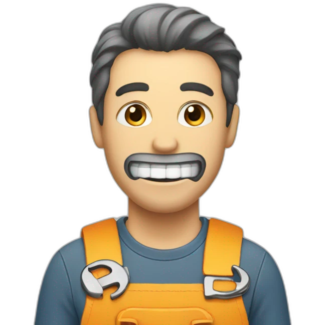 A man with a wrench in his teeth emoji