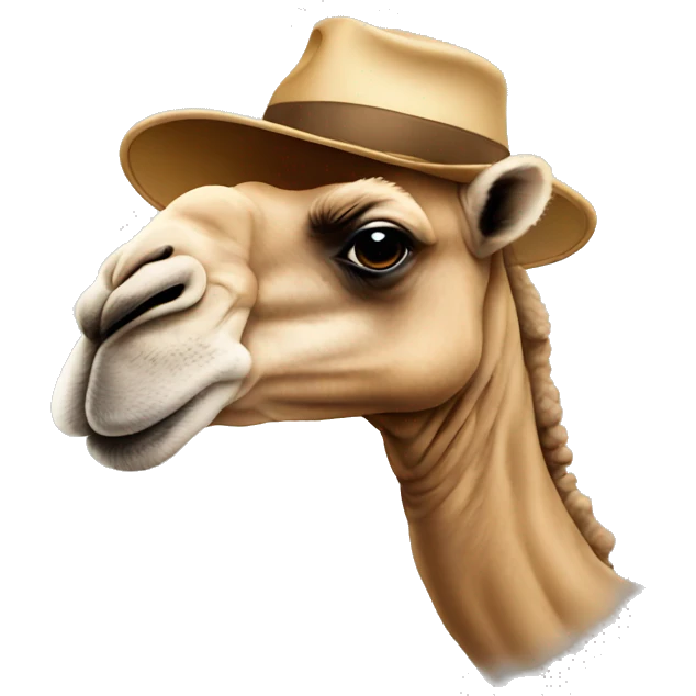 Camel wearing a hat emoji