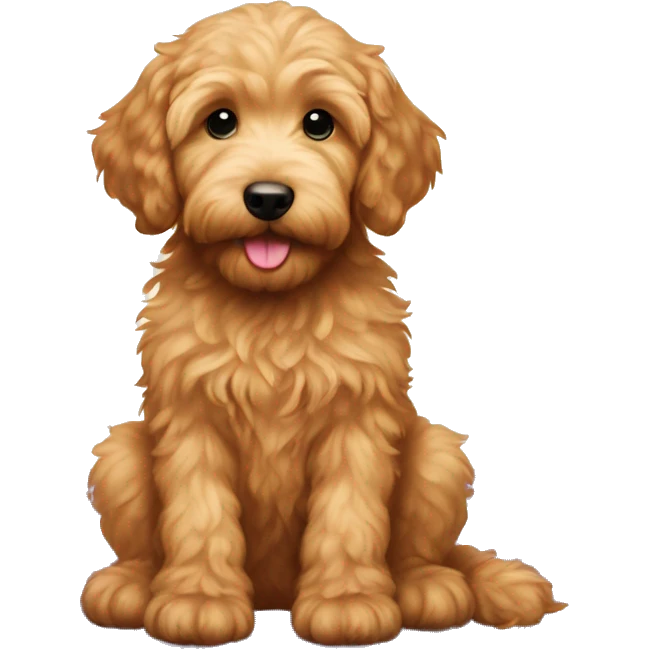 golden doodle puppy on a yoga mat emoji